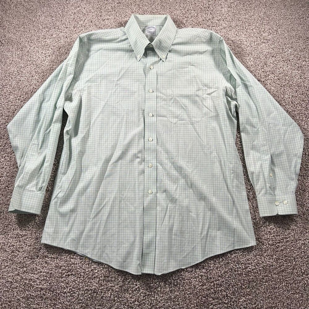 Vintage Brooks Brothers 346 Shirt Men 17.5-4/5 Plaid Slim Fit Classiccore Pocket